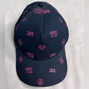 🧢 True Religion All-Over Logo Baseball Cap | Leather Strap | One Size